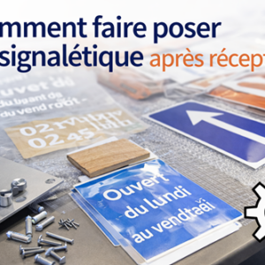 Signalétique prête à poser : adhésifs vitrines, panneaux Dibond et enseignes — guide MaketoPub sur la pose après réception