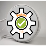 image d'une enseigne drapeau lumineuse ronde avec le logo Maketopub